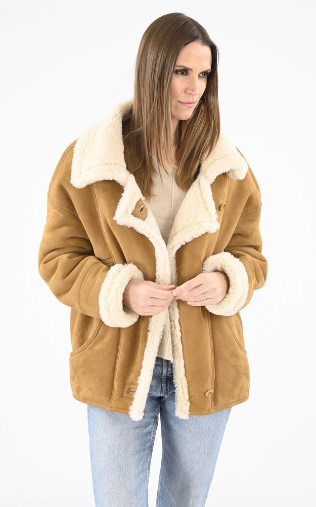 La Canadienne Veste Oversize Agneau Velours Beige