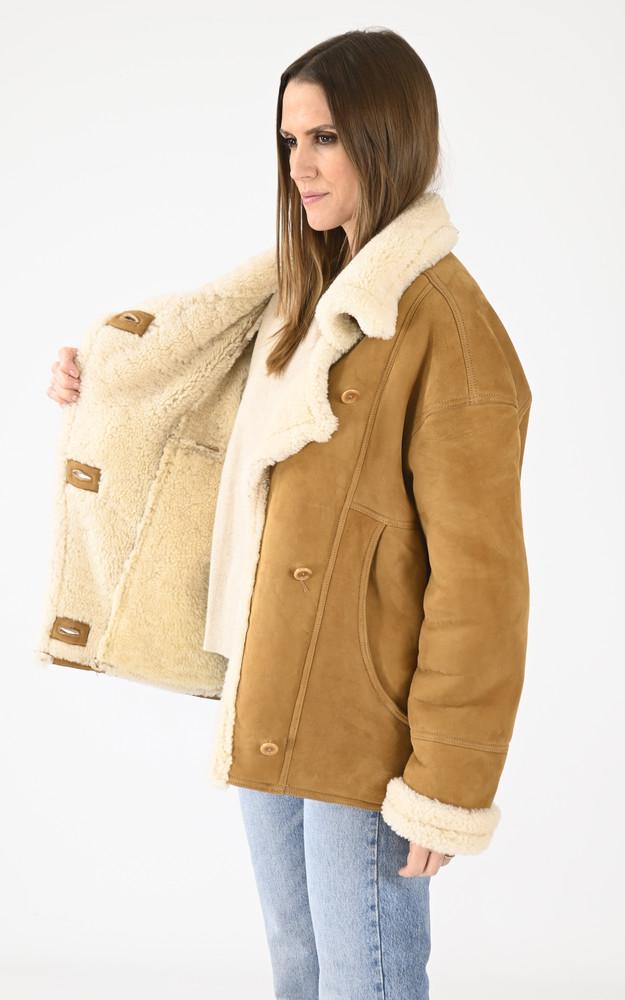 La Canadienne Veste Oversize Agneau Velours Beige