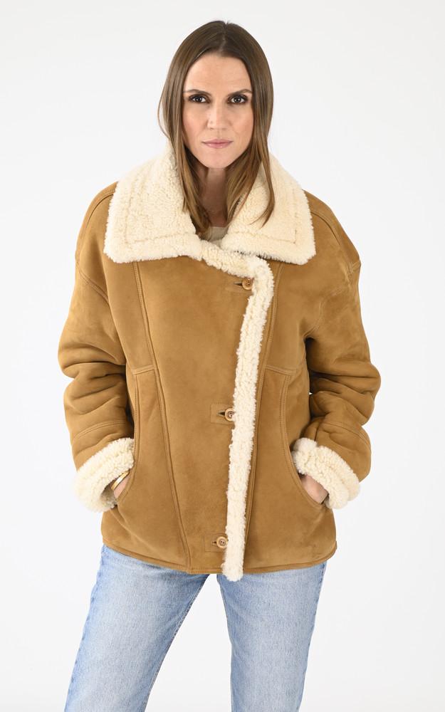 la canadienne Veste oversize agneau velours beige