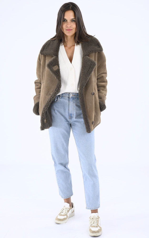 La Canadienne Veste Oversize Agneau Velours Kaki
