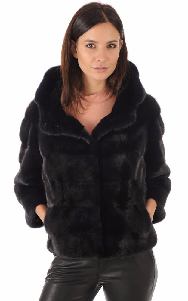 La Canadienne Veste Paletot Vison Bleu Nuit