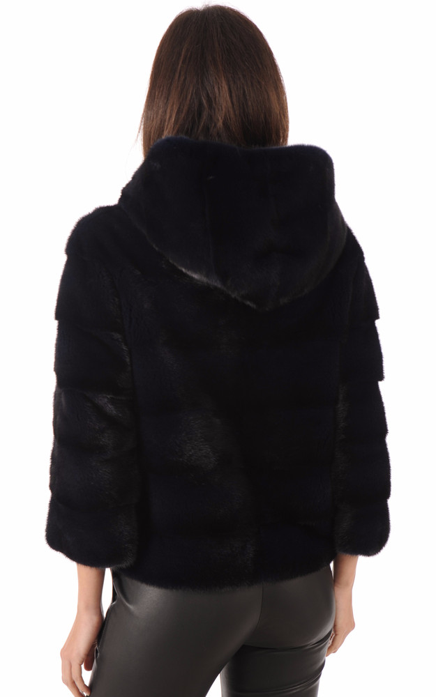 La Canadienne Veste Paletot Vison Bleu Nuit