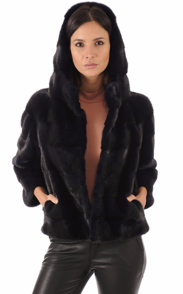 la canadienne Veste Paletot Vison Bleu Nuit