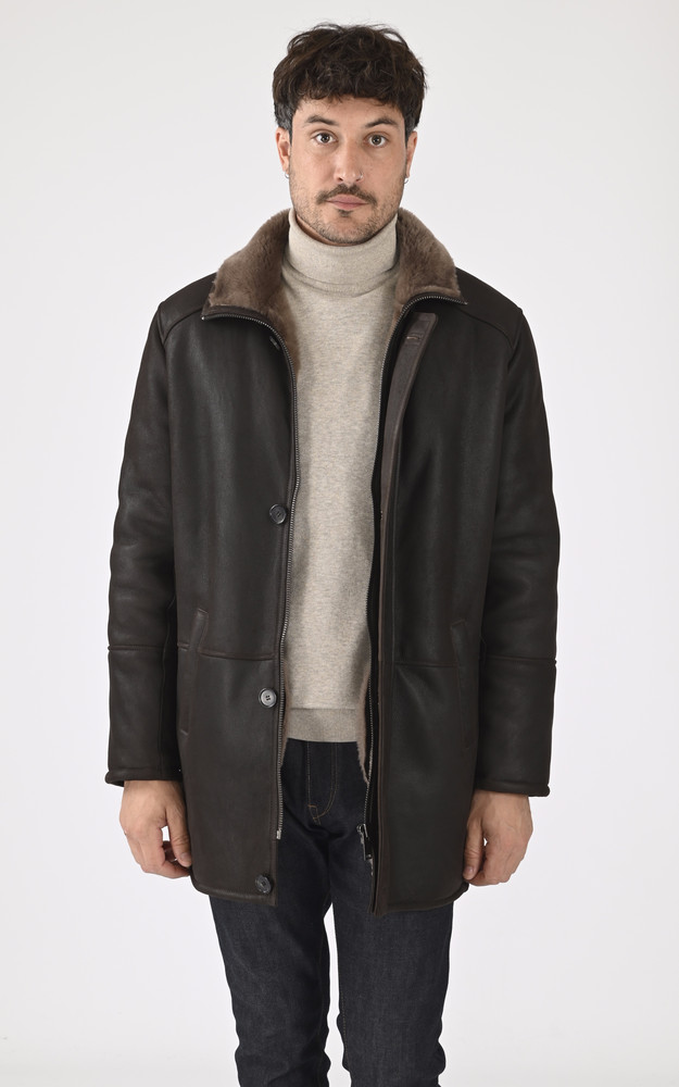 La Canadienne Veste Peau Lainée Confort Marron