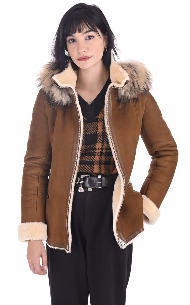 La Canadienne Veste Peau Lainée Velours Camel