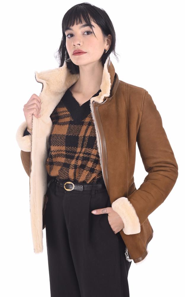 La Canadienne Veste Peau Lainée Velours Camel