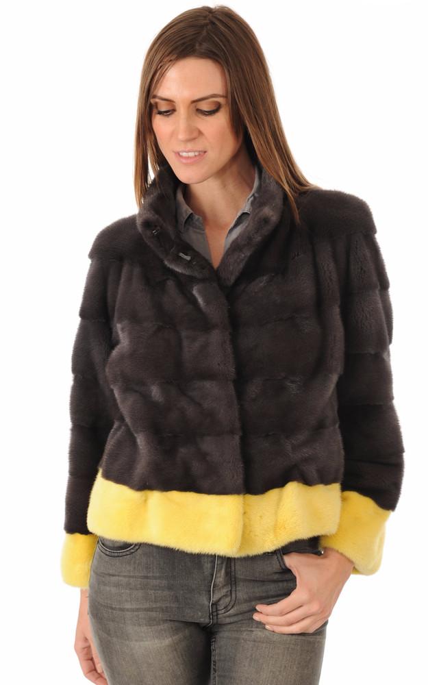 La Canadienne Veste Vison Anthracite & Jaune