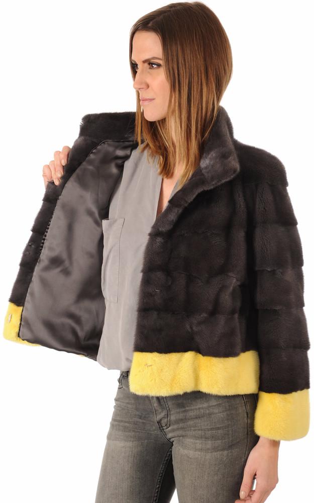 La Canadienne Veste Vison Anthracite & Jaune