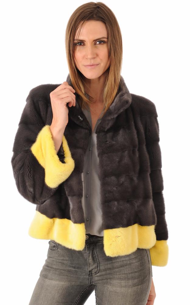 la canadienne Veste Vison Anthracite & Jaune