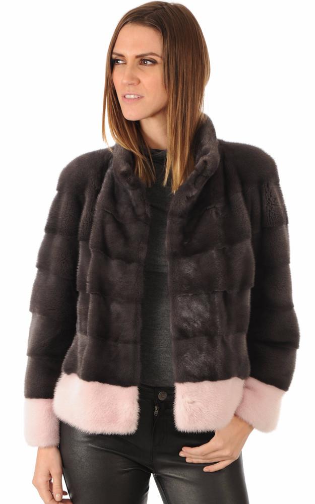 La Canadienne Veste Vison Anthracite & Rose