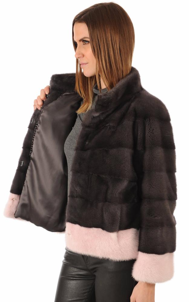 La Canadienne Veste Vison Anthracite & Rose