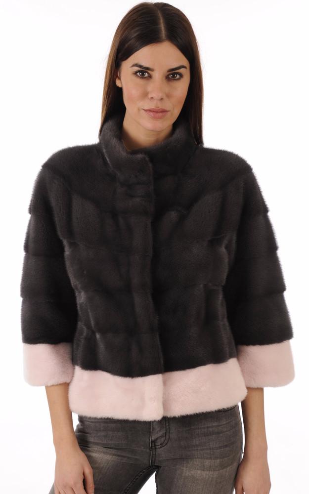La Canadienne Veste Vison Anthracite & Rose