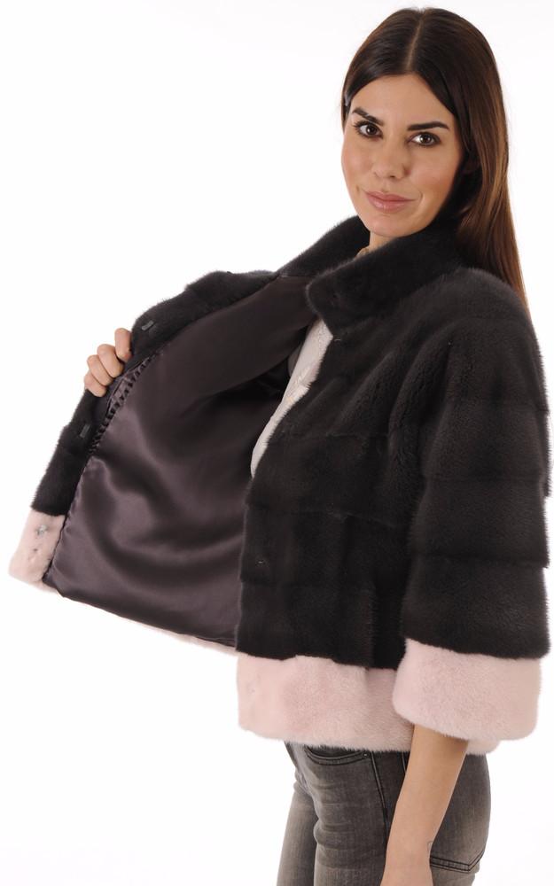 La Canadienne Veste Vison Anthracite & Rose