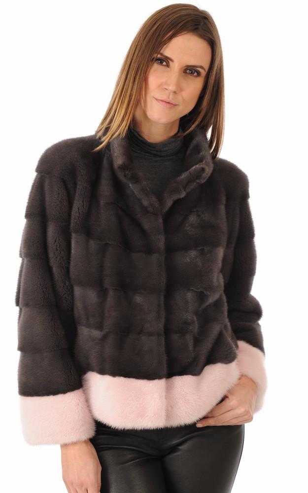la canadienne Veste Vison Anthracite & Rose