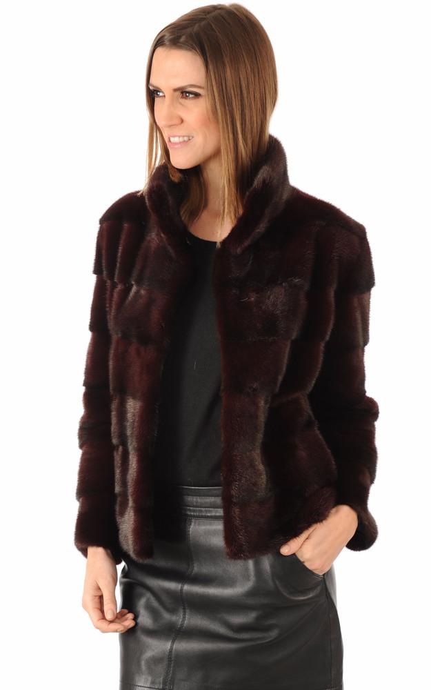 La Canadienne Veste Vison Pleine Peau Bordeaux