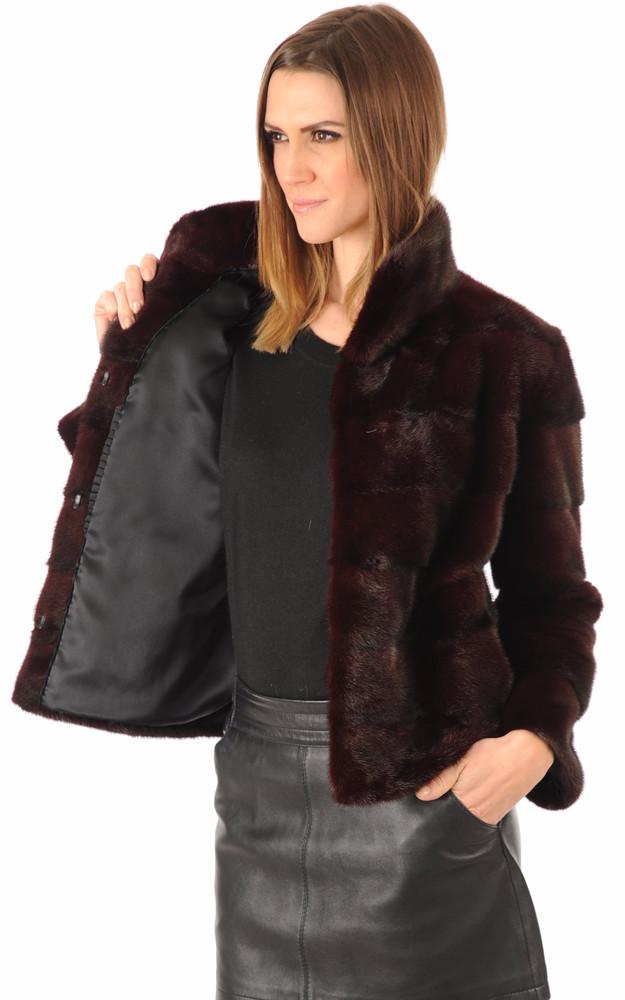 La Canadienne Veste Vison Pleine Peau Bordeaux
