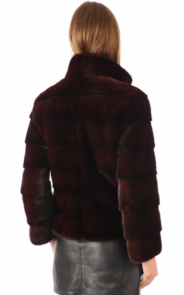 La Canadienne Veste Vison Pleine Peau Bordeaux