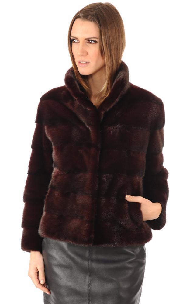 la canadienne Veste Vison Pleine Peau Bordeaux