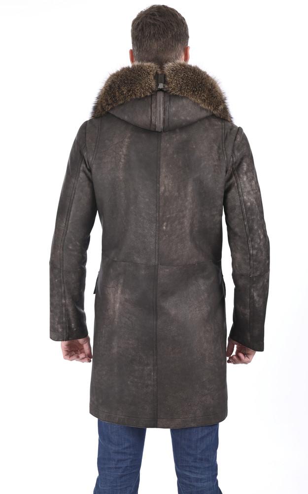 La Canadienne Manteau En Laine D'agneau Et Marmotte Taupe