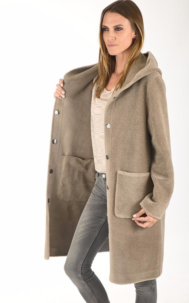La Canadienne Manteau Laine Angélique Réversible Taupe