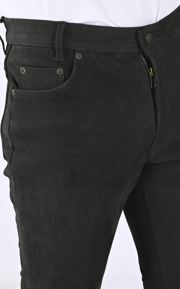 La Canadienne Pantalon Vachette Nubuck Marron Foncé