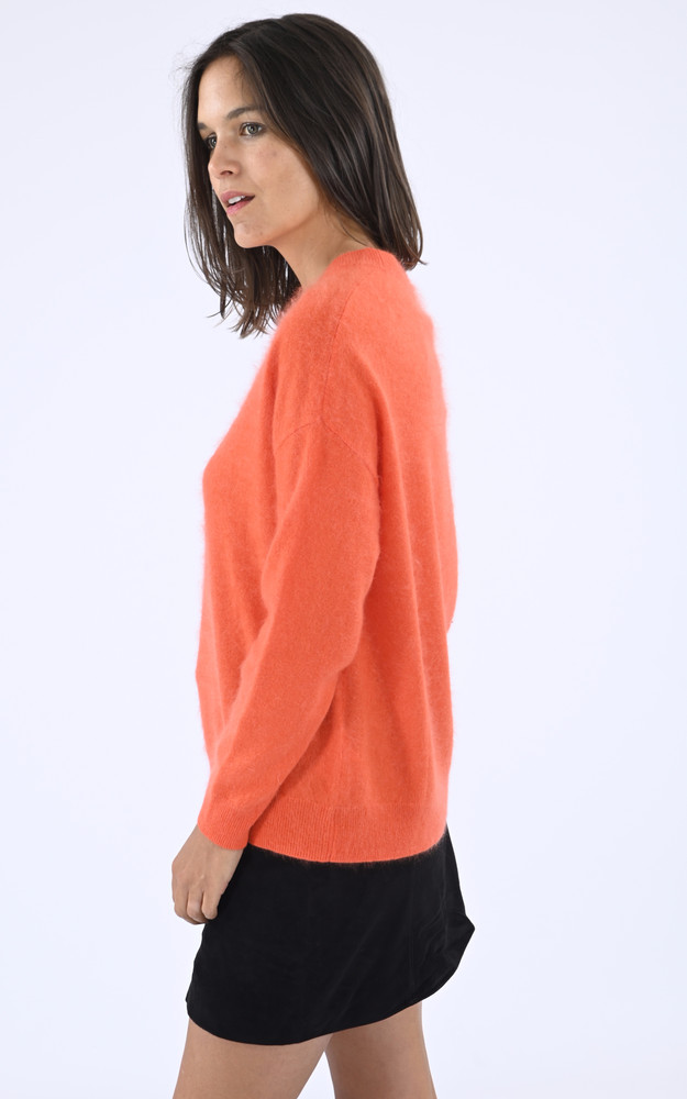 La Canadienne Pull Laine Et Cachemire Oversize Orange