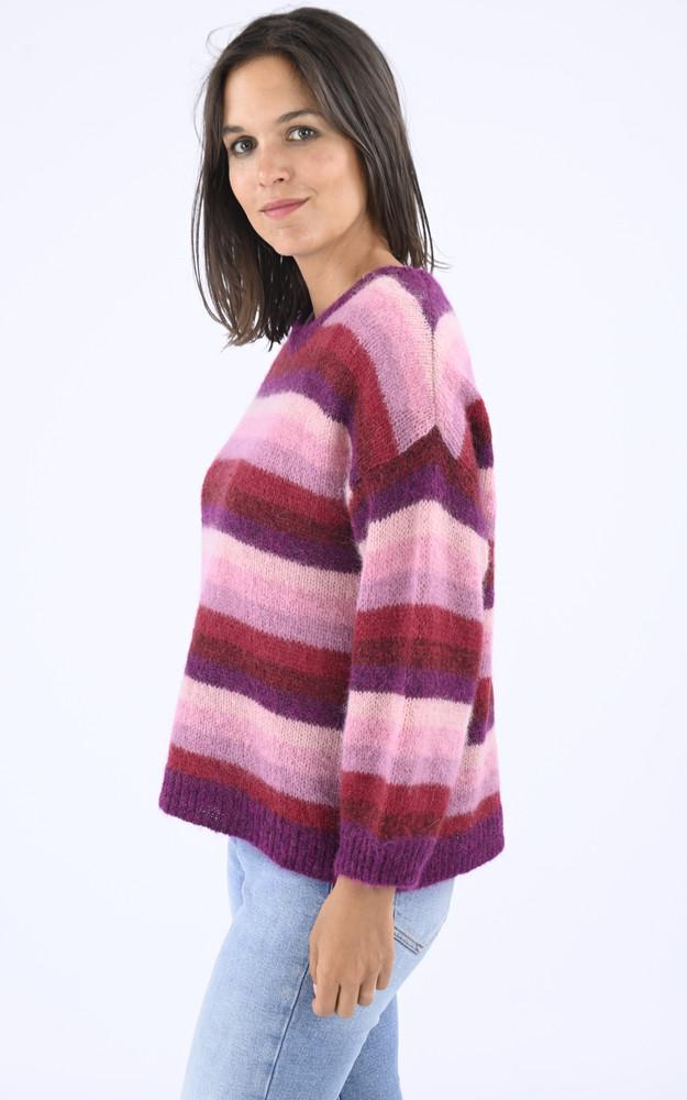 La Canadienne Pull Mohair Et Alpaga à Rayures Colorées