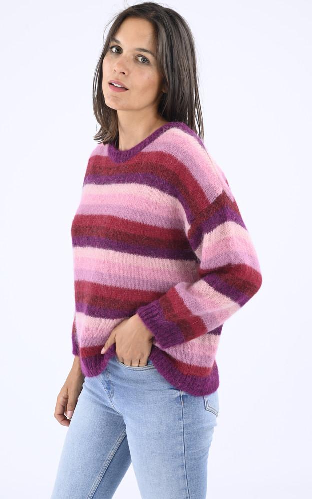 La Canadienne Pull Mohair Et Alpaga à Rayures Colorées
