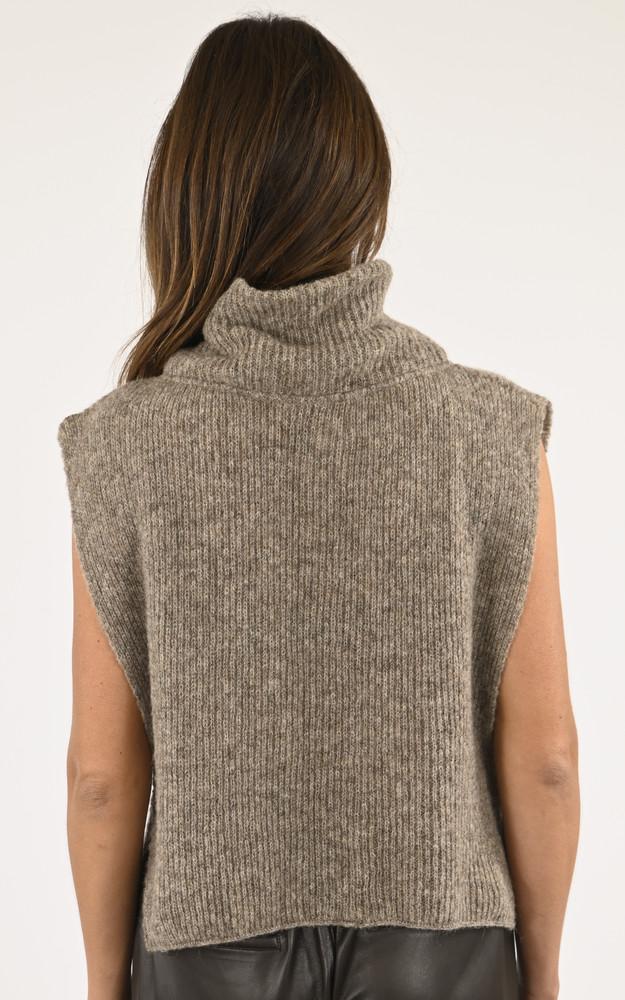 La Canadienne Pull Sans Manches Alpaga Et Cachemire Taupe