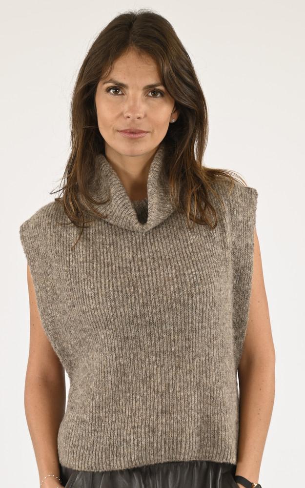 la canadienne Pull sans manches alpaga et cachemire taupe
