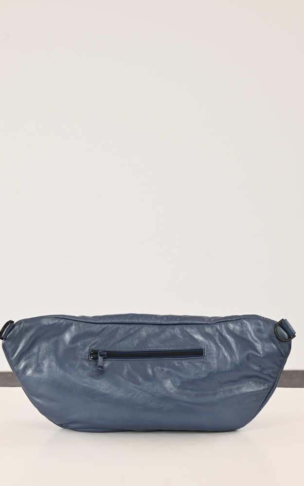 La Canadienne Sac Banane Cuir Murillo Bleu Métallisé