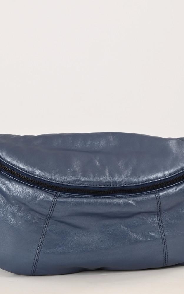 La Canadienne Sac Banane Cuir Murillo Bleu Métallisé