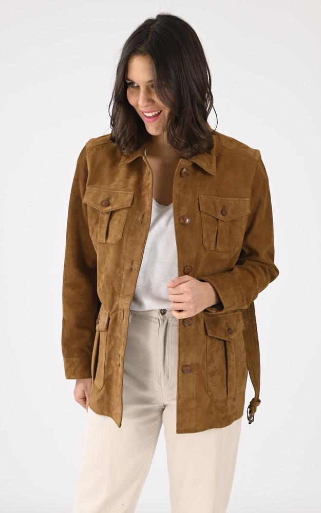 la canadienne Saharienne cuir velours Lcw Meryl caramel