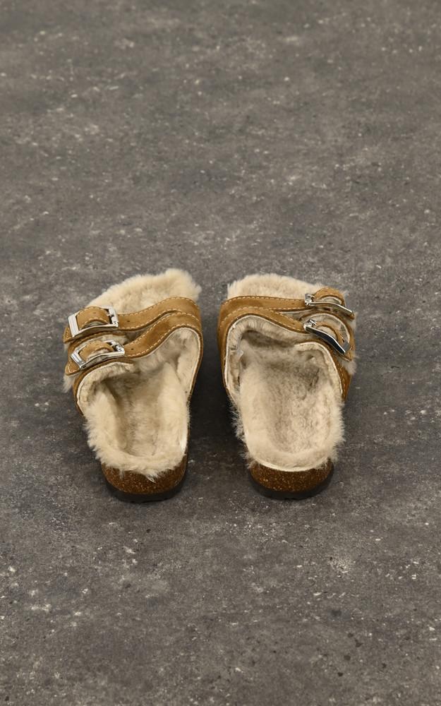 La Canadienne Sandales Fourrées Cuir Et Mouton Marron