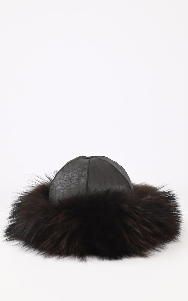 La Canadienne Toque Agneau Et Fourrure Renard Marron