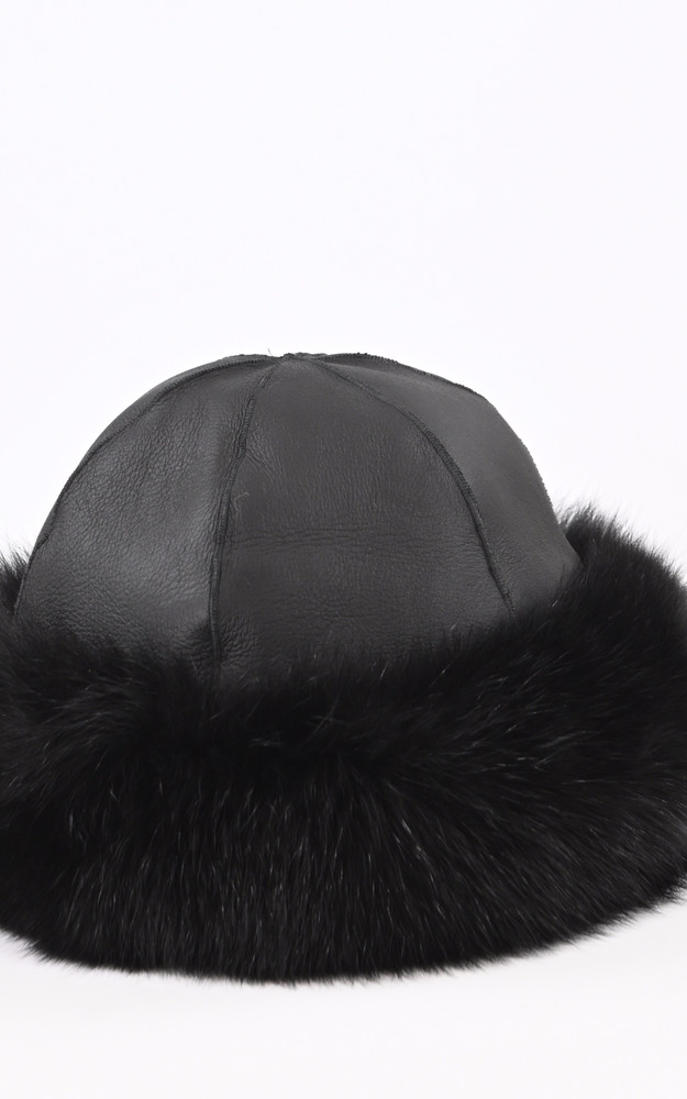 La Canadienne Toque Agneau Et Fourrure Renard Noire