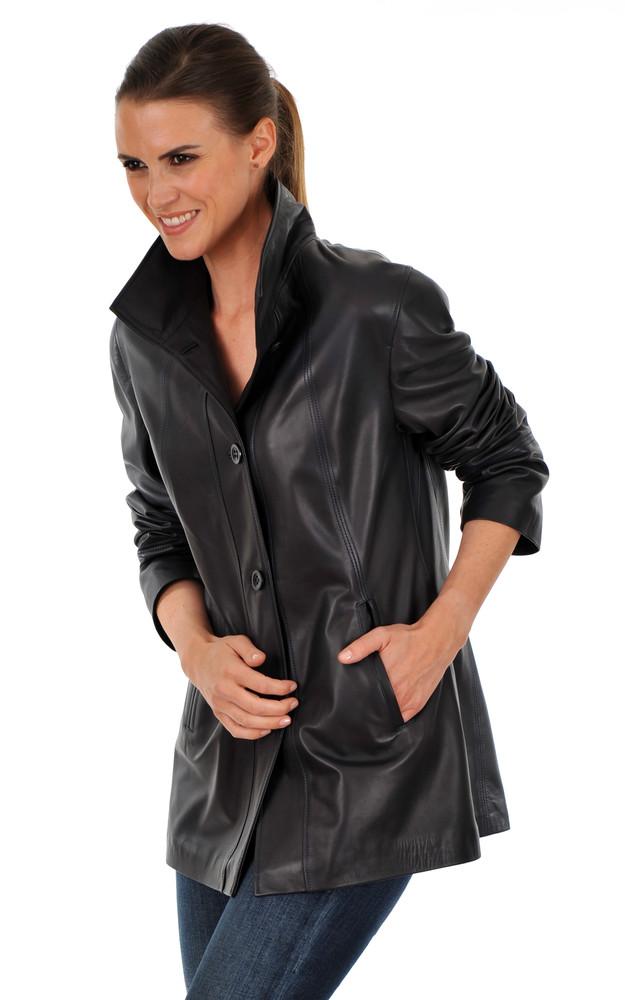 La Canadienne Veste Confortable En Cuir Agneau Bleu