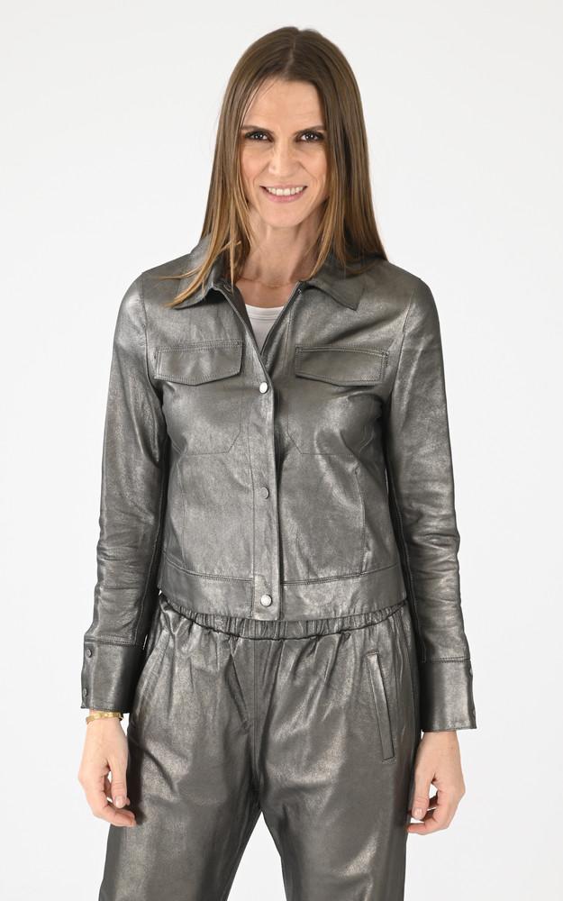 La Canadienne Veste Courte En Cuir Ruby Metal Argenté