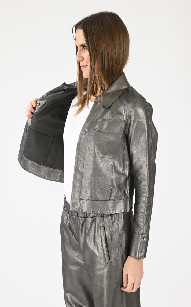 La Canadienne Veste Courte En Cuir Ruby Metal Argenté
