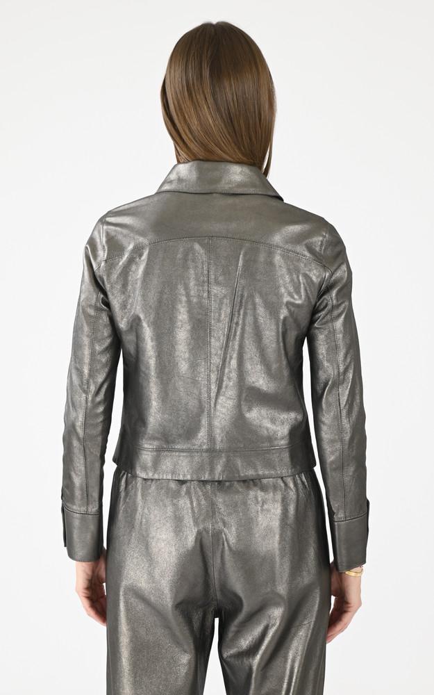 La Canadienne Veste Courte En Cuir Ruby Metal Argenté