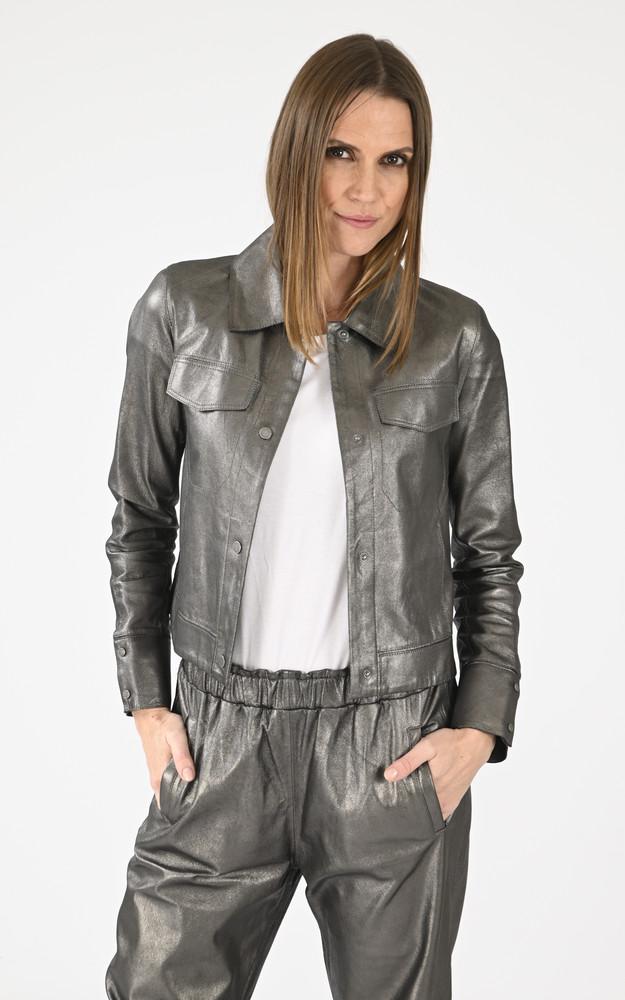 la canadienne Veste courte en cuir Ruby Metal argenté