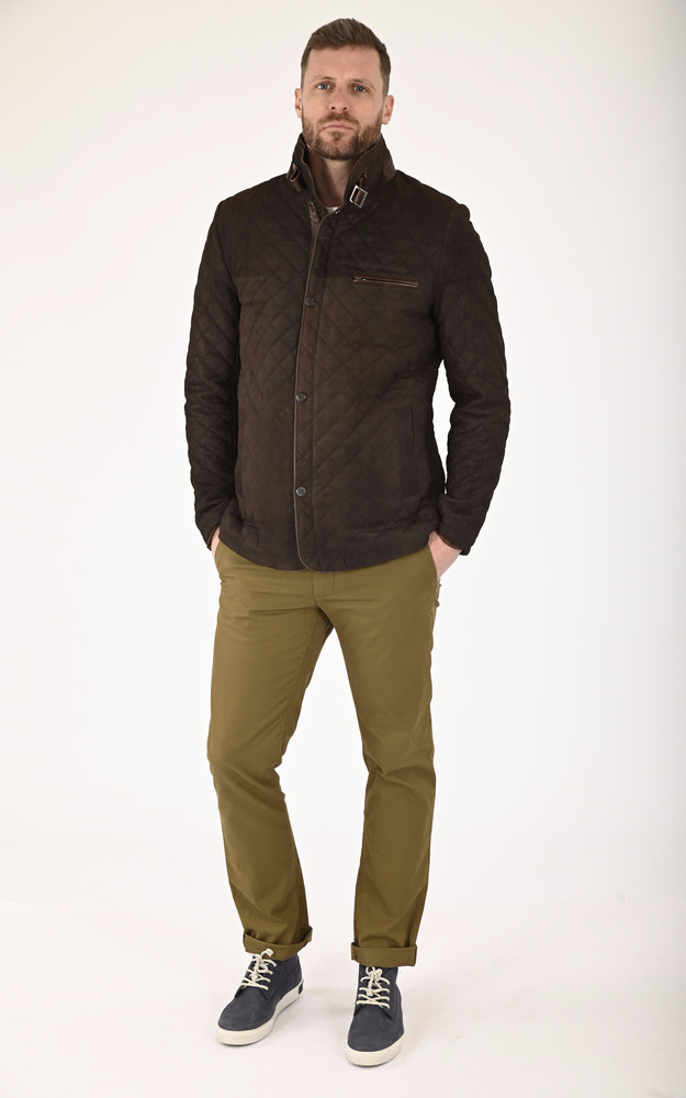 La Canadienne Veste Cuir Matelassée Marron Chocolat