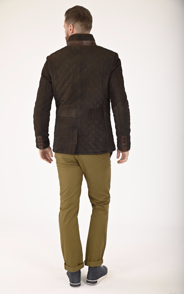 La Canadienne Veste Cuir Matelassée Marron Chocolat