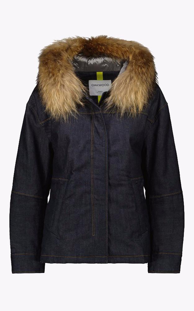 la canadienne Veste en jean avec fourrure Symana bleu