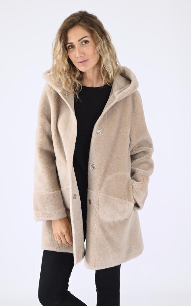 la canadienne Veste laine d'agneau réversible camel