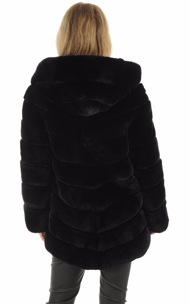 La Canadienne Veste Réversible Fourrure De Rex Noire