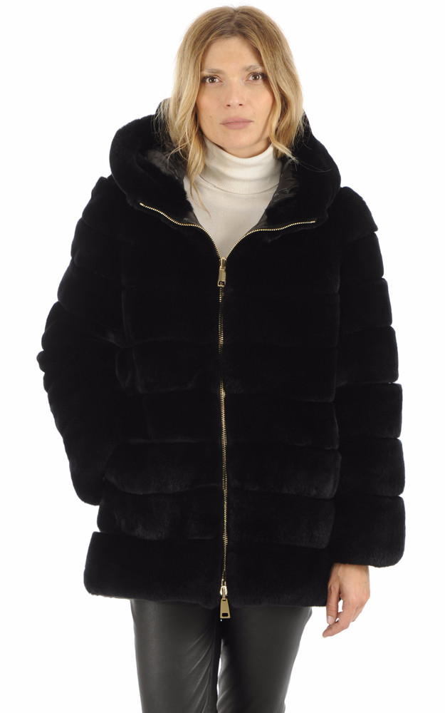 la canadienne Veste réversible fourrure de rex noire