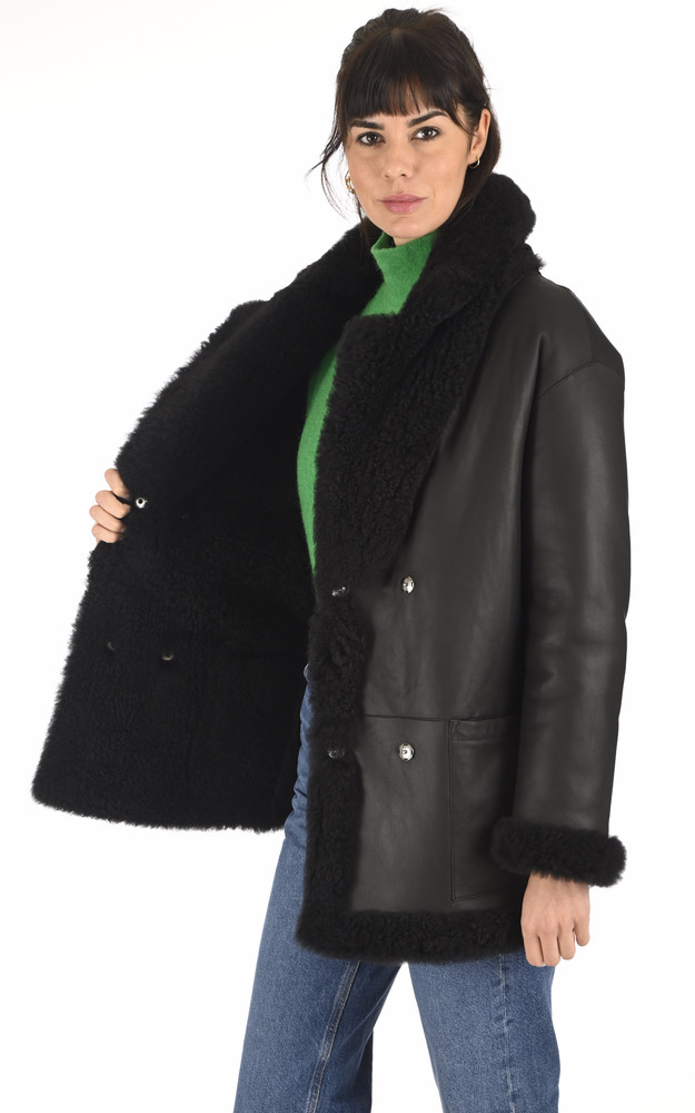 La Canadienne Veste Réversible Mérinillo Curly Noir