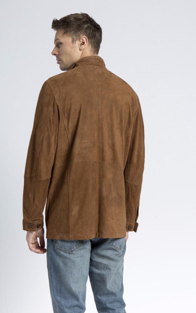 La Canadienne Veste Saharienne Cuir Velours Fabrice Cognac