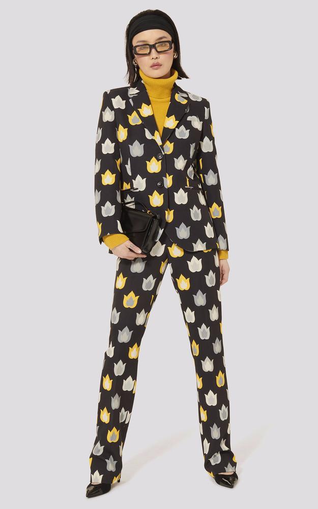 La Canadienne Veste Tailleur Noire Imprimée Flammes